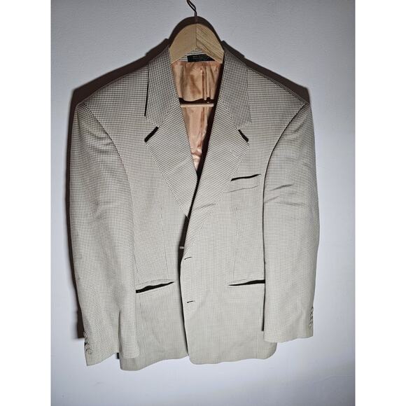Gianfranco Ruffini Sport Coat Mens 40R Houndstooth Jacket Silk Wool Blazer - Picture 8 of 9